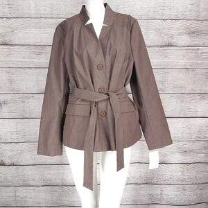 NEW Pendleton Size 14 Pinstripe Blazer Suit Jacket Belted in Brown NWT $249